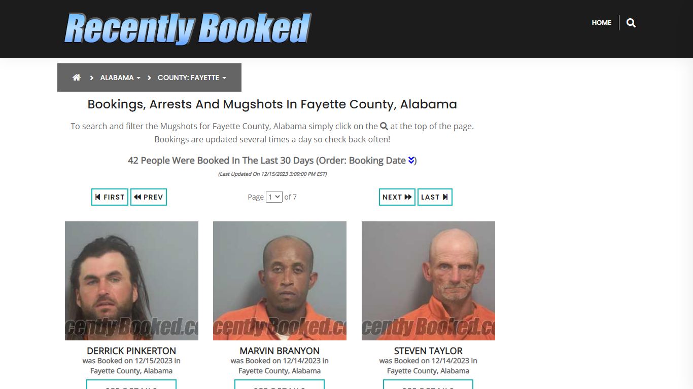 Recent bookings, Arrests, Mugshots in Fayette County, Alabama