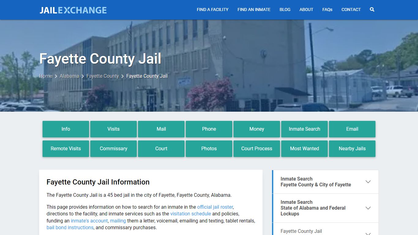 Fayette County Jail, AL Inmate Search, Information